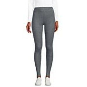 Lands' End Serious Sweats Fleece Lined Charcoal Heather Gray Leggings Medium MP